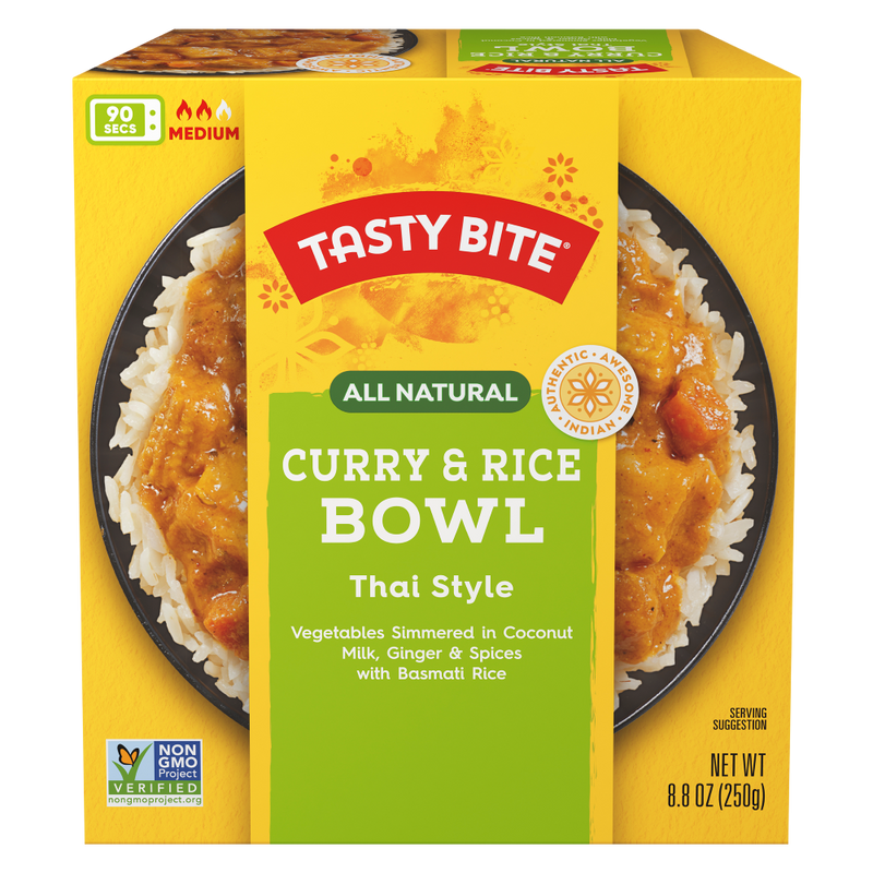 Tasty Bite Curry & Rice Bowl, Thai Style with Vegetables in Coconut Milk, Ginger and Spices