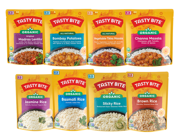 Tasty Bite Best Selling Indian Entree Bundle: Basmati Rice, Brown Rice, Jasmine Rice, Basmati Rice, and Madras Lentils, Bombay Potatoes and more.