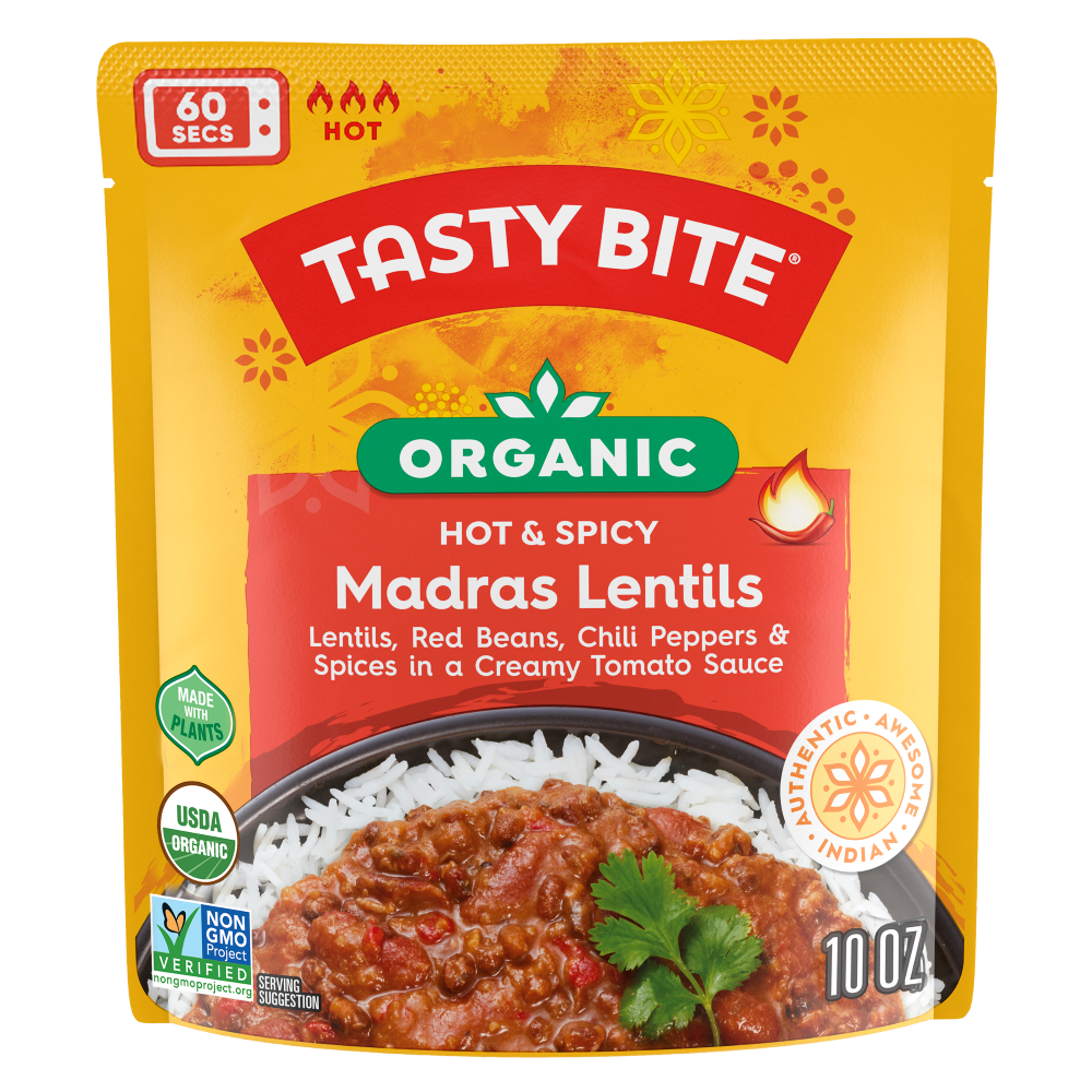 Tasty Bite Madras Lentils Hot and Spicy Pack, Indian Meals