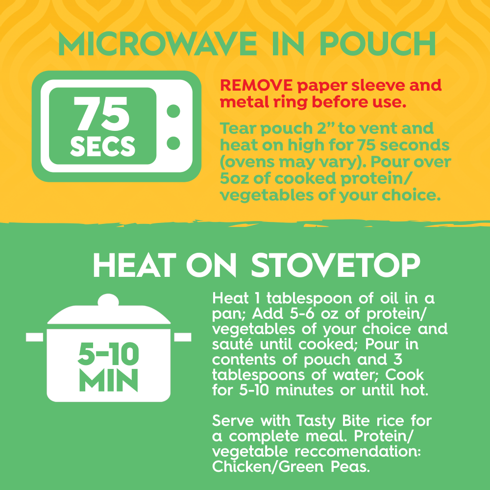 Tasty Bite South Indian Curry Sauce Pouch Cooking Instructions