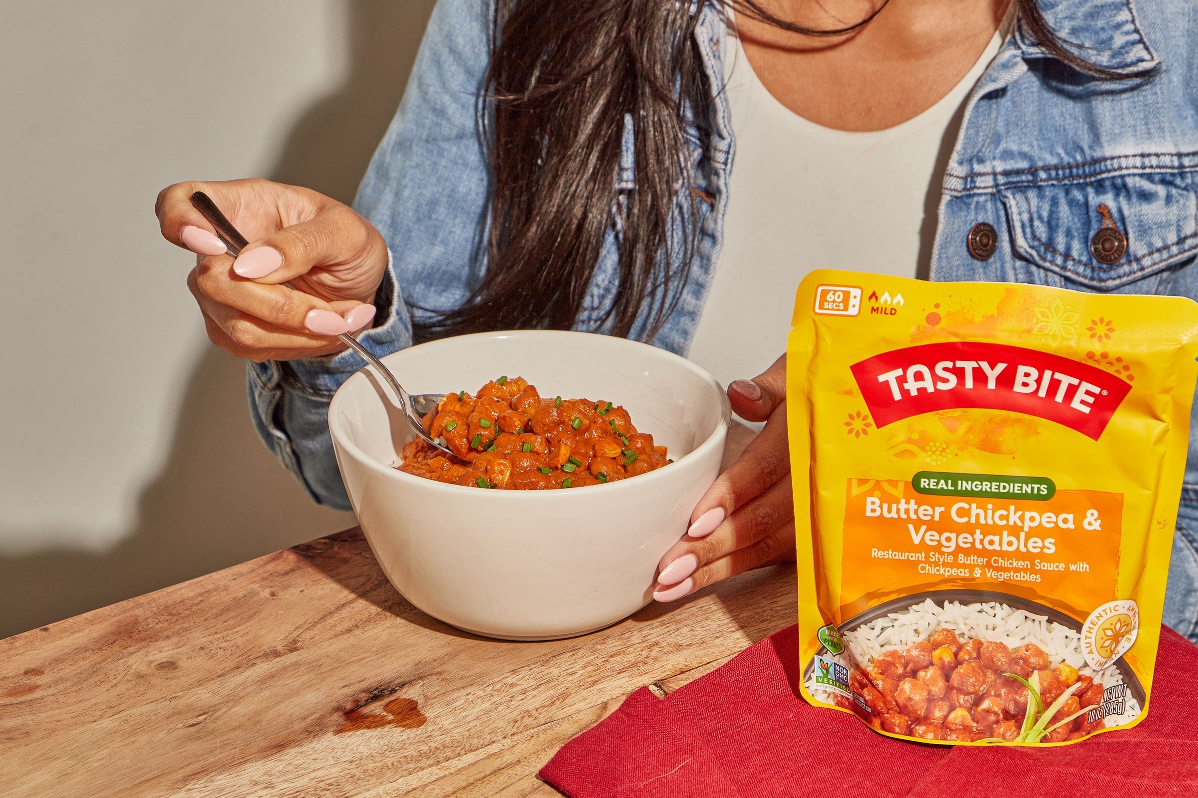 Tasty Bite Butter Chickpea & Vegetables ready-to-eat meal served in a bowl