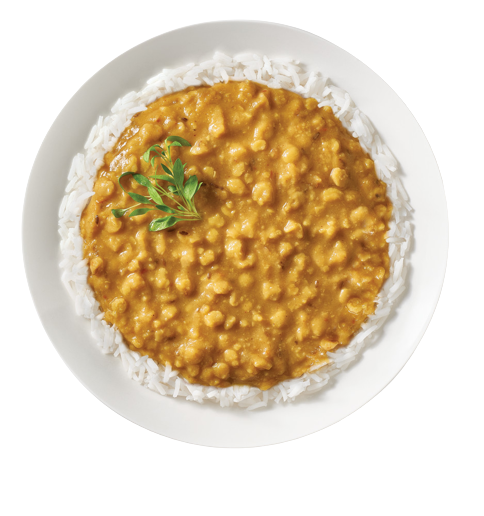 Tasty Bite Split Pea Turmeric Curry Authentic Indian Meals on White Plate