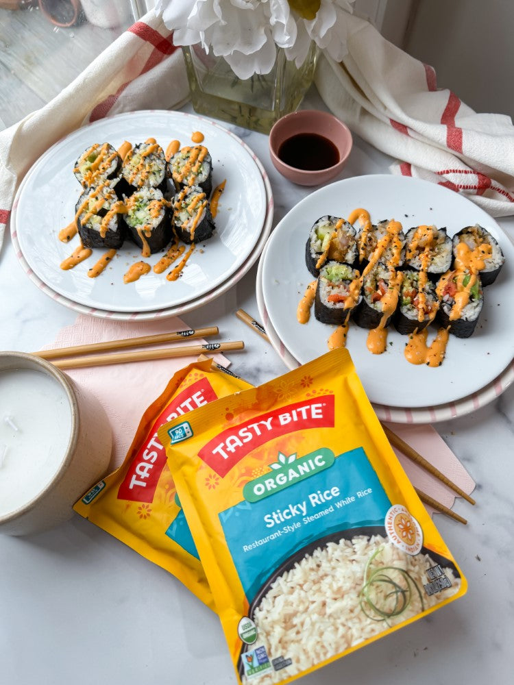 Tasty Bite Organic Sticky Rice for Spicy Salmon and Cucumber Roll