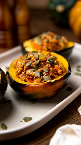 Butter Chicken Stuffed Acorn Squash