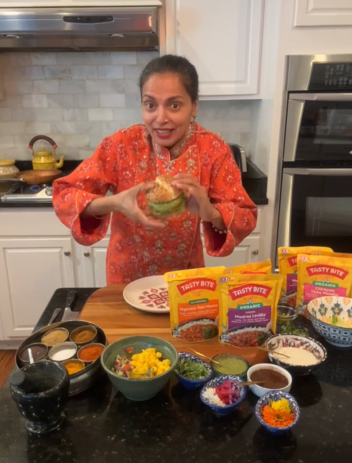 Maneet Chauhan making Veggie Burgers