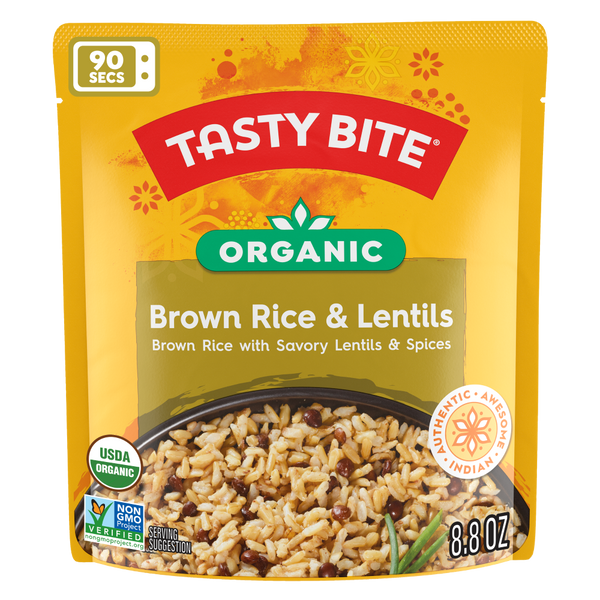 Tasty Bite Organic Brown Rice & Lentils, 8.8 Oz - 6 Pack