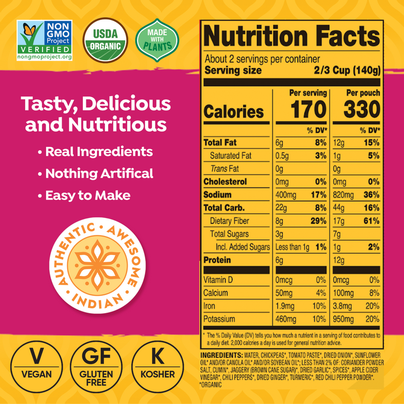 Tasty Bite Channa Masala nutritional facts