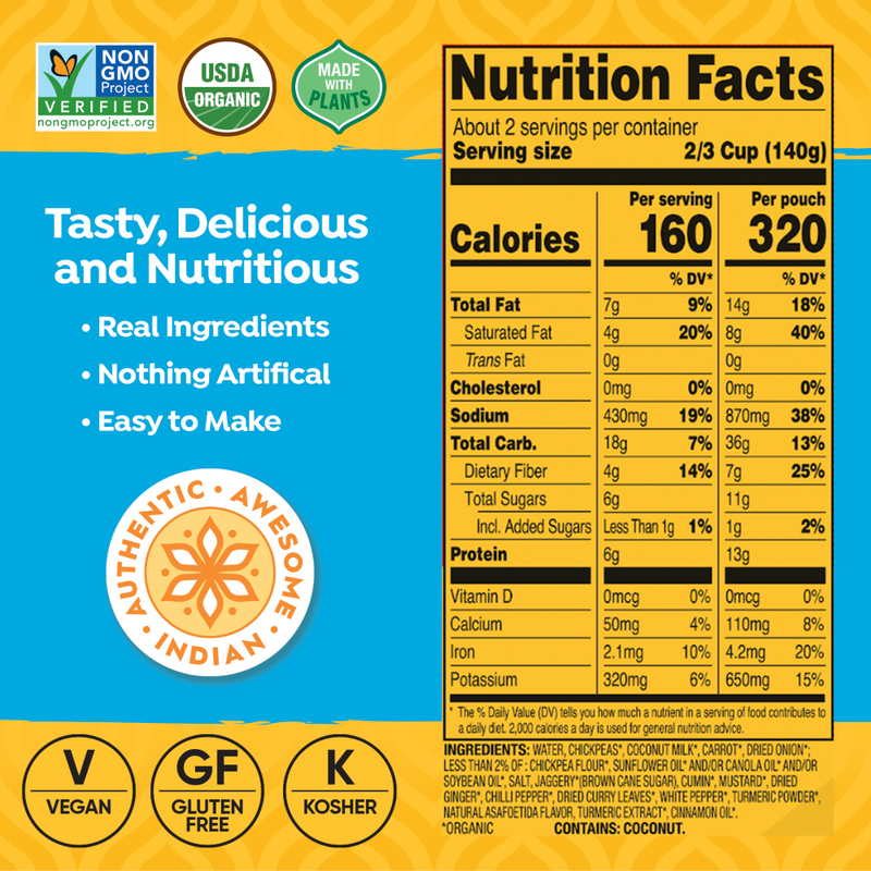 Tasty Bite Chickpea and Turmeric Curry Nutrition Facts