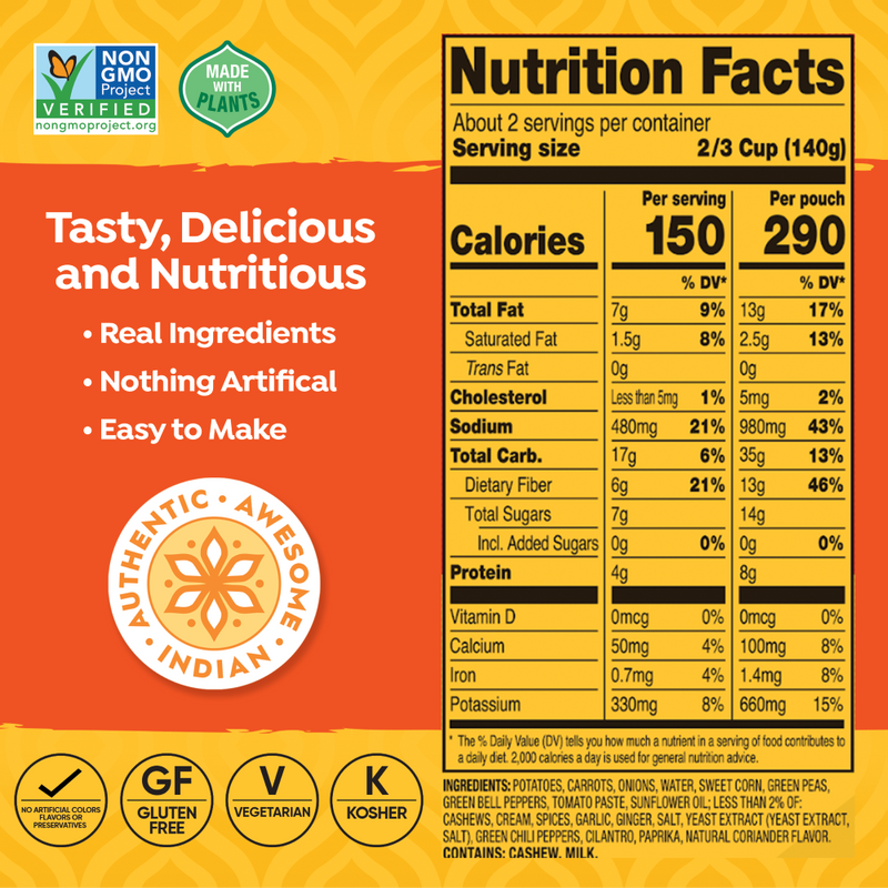 Nutritional Facts for Vegetable Tikka Masala
