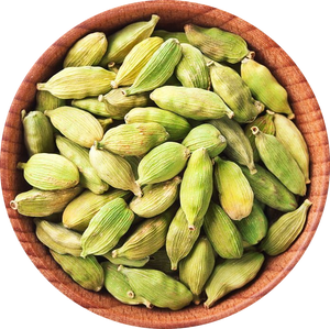 Green cardamom pods used as a floral spice