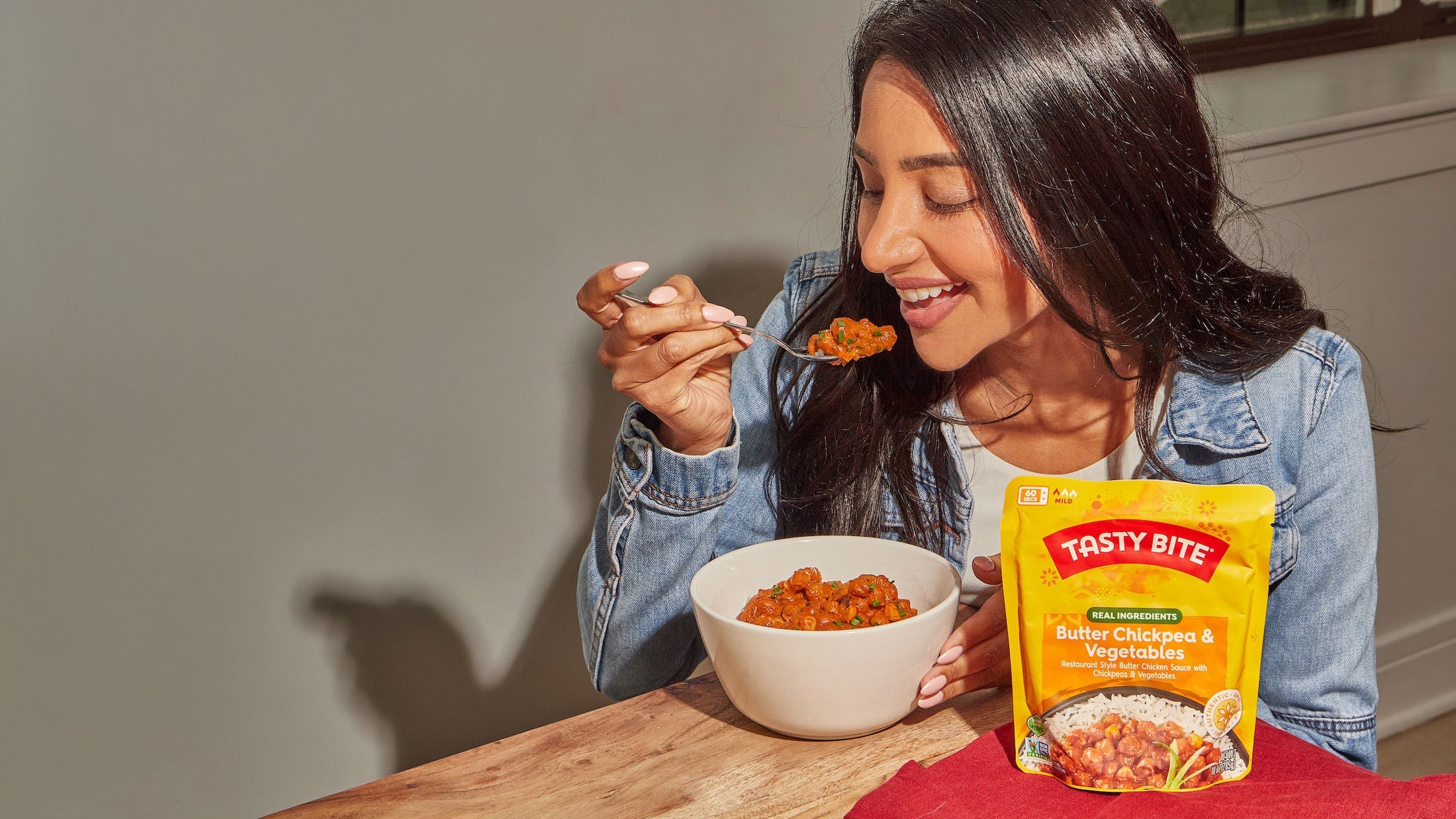 Tasty Bite Butter Chickpea & Vegetables ready-to-eat Indian curry with chickpeas in creamy tomato sauce